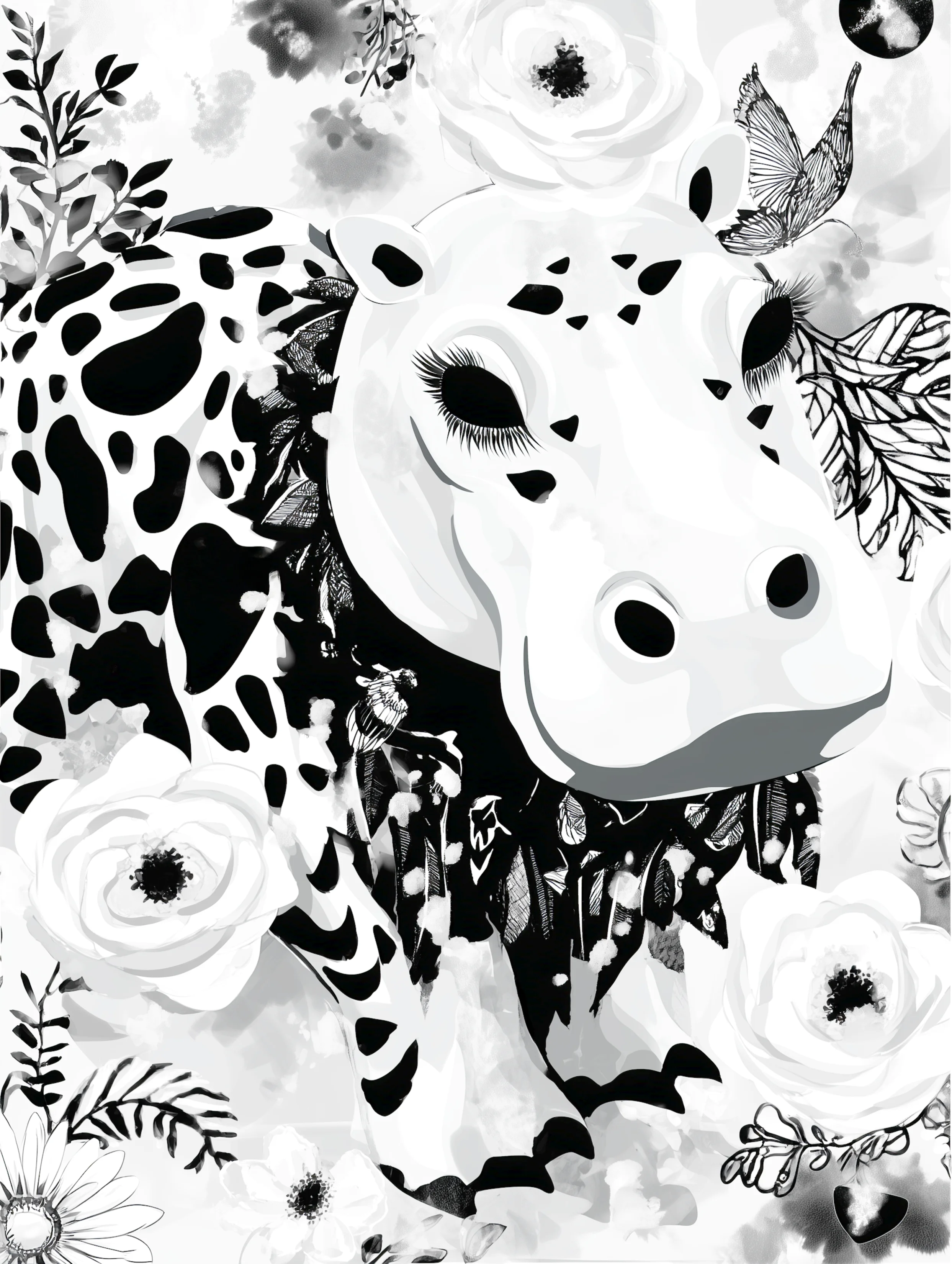 Free printable hippo coloring page featuring pointy nails hippo